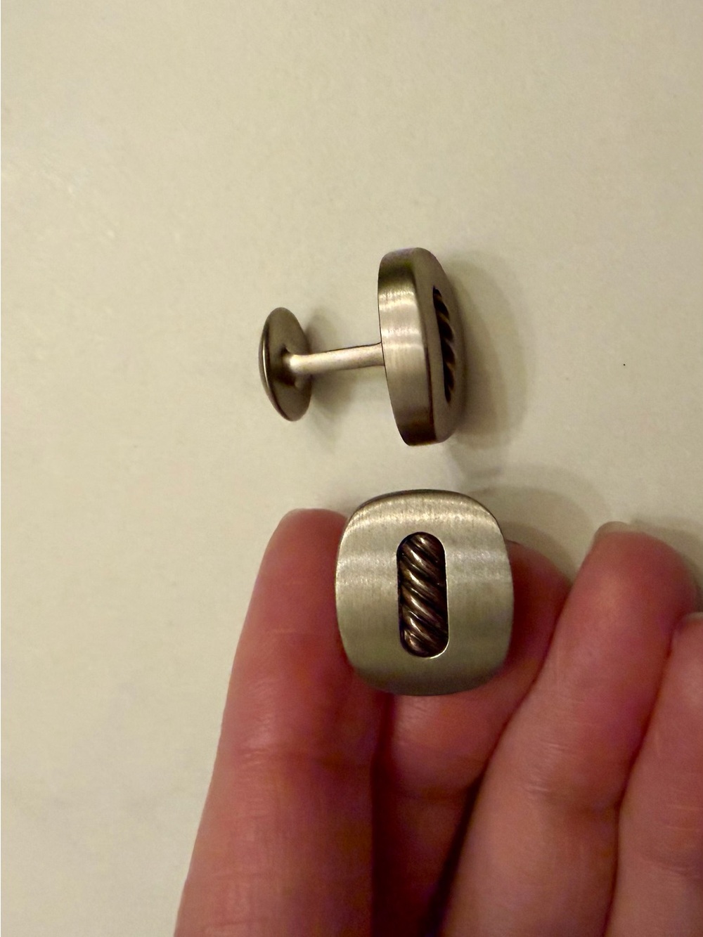 David Yurman Brushed Silver-Tone Cufflinks with Rope Accent